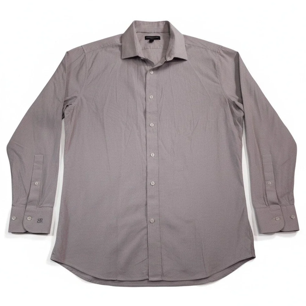Banana Republic Slim Fit Mens XL Grey White Micro‎ Stripe Button Down Shirt Logo